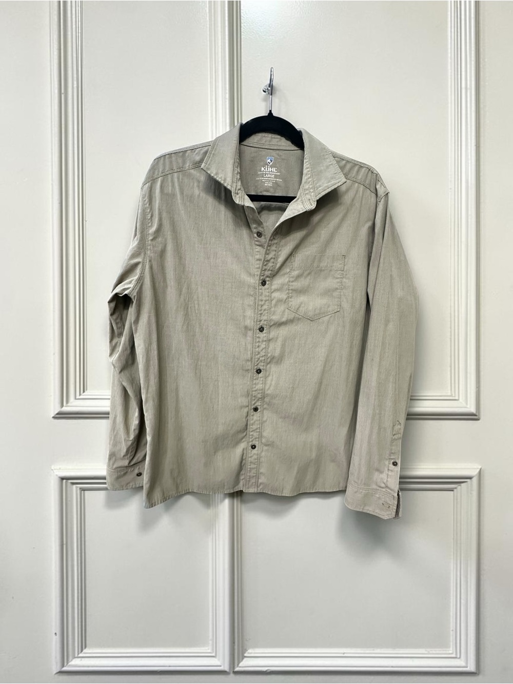 Kuhl Lightweight Button Down Shirt. Green/Grayish. Micro Stripe. Size: Large